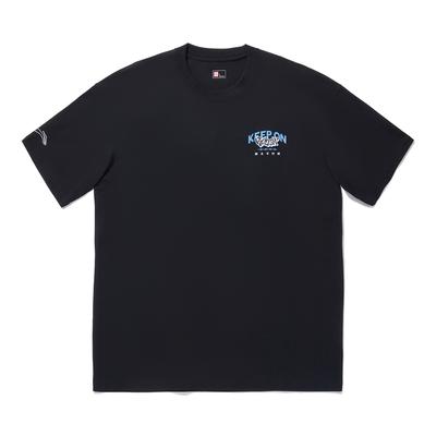 Li Ning Série Skateboard Tema Grafiti Letra Gola Redonda Solta Casual Esportiva Manga Curta Camiseta Masculina Camisetas Preto AHSU277-2