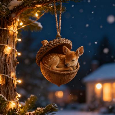 Décorations Gland Animaux de la Forêt Décorations de Noël Animal Pomme de Pin Cosy Acrylique 2D Créature des Bois