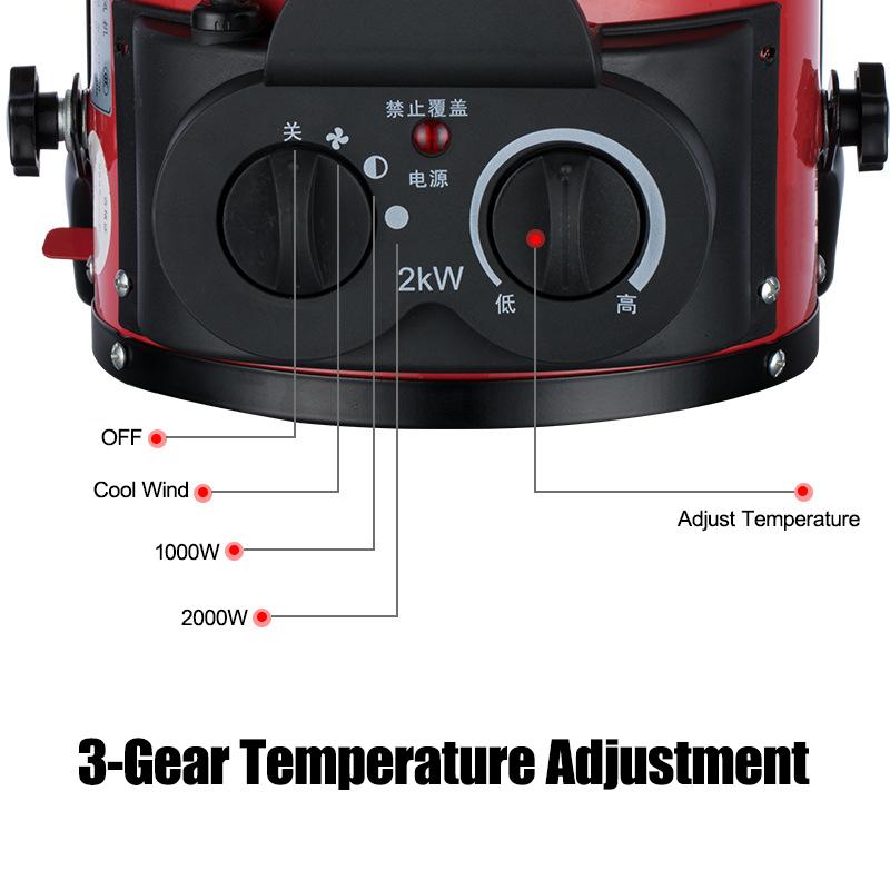 220V 2000W Winter Warmer Home Office Portable Industrial Heater Waterproof PTC Heating Electric Space Air Heater Fan