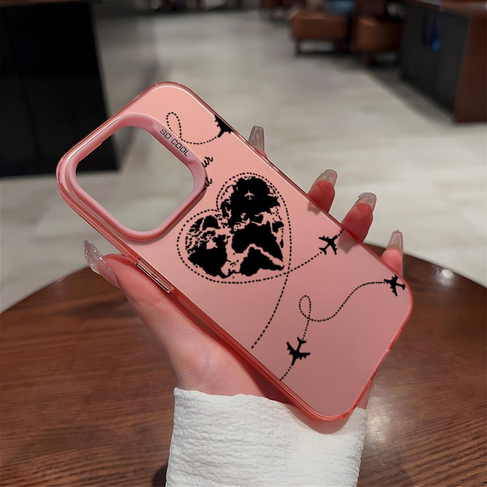 New love plane couple iPhone17 mobile phone case Apple 16Pro anti-drop IMD color silver 15pm