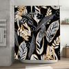 Black White Orange Floral Print Shower Curtain for Bathroom Decor Polyester Fabric Custom Size Available