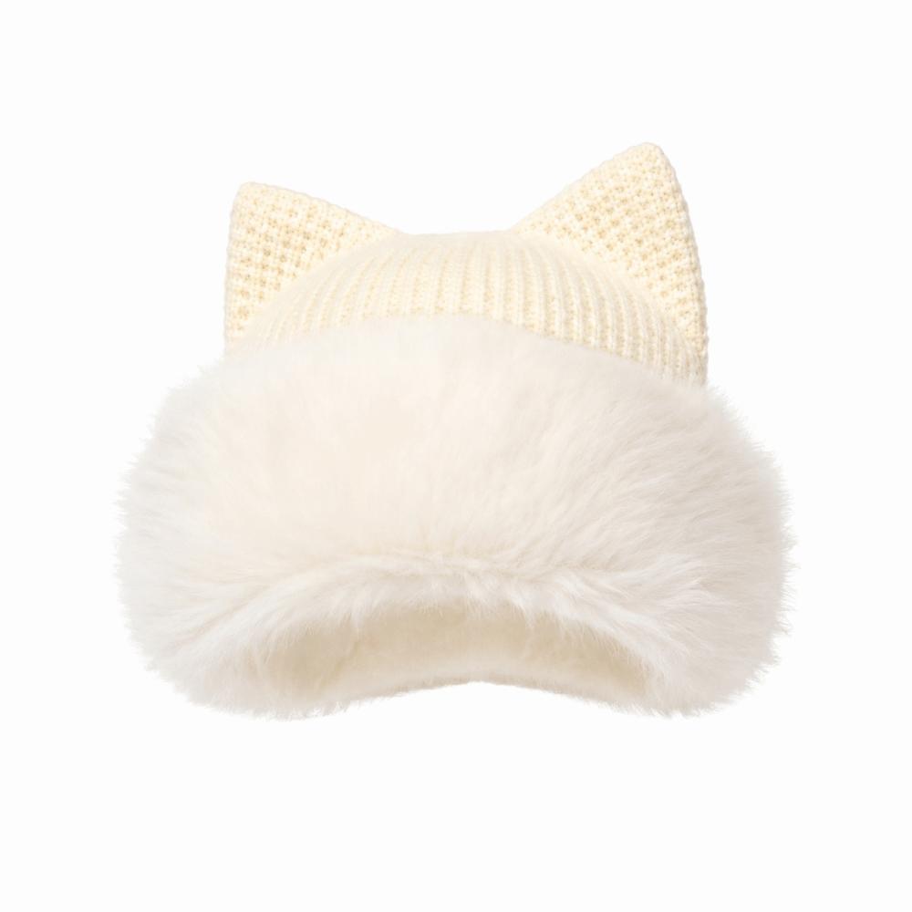 Plush Cat Ear Beanie Warm Pullover Hat Casual Knitted Winter Cap Winter Wear