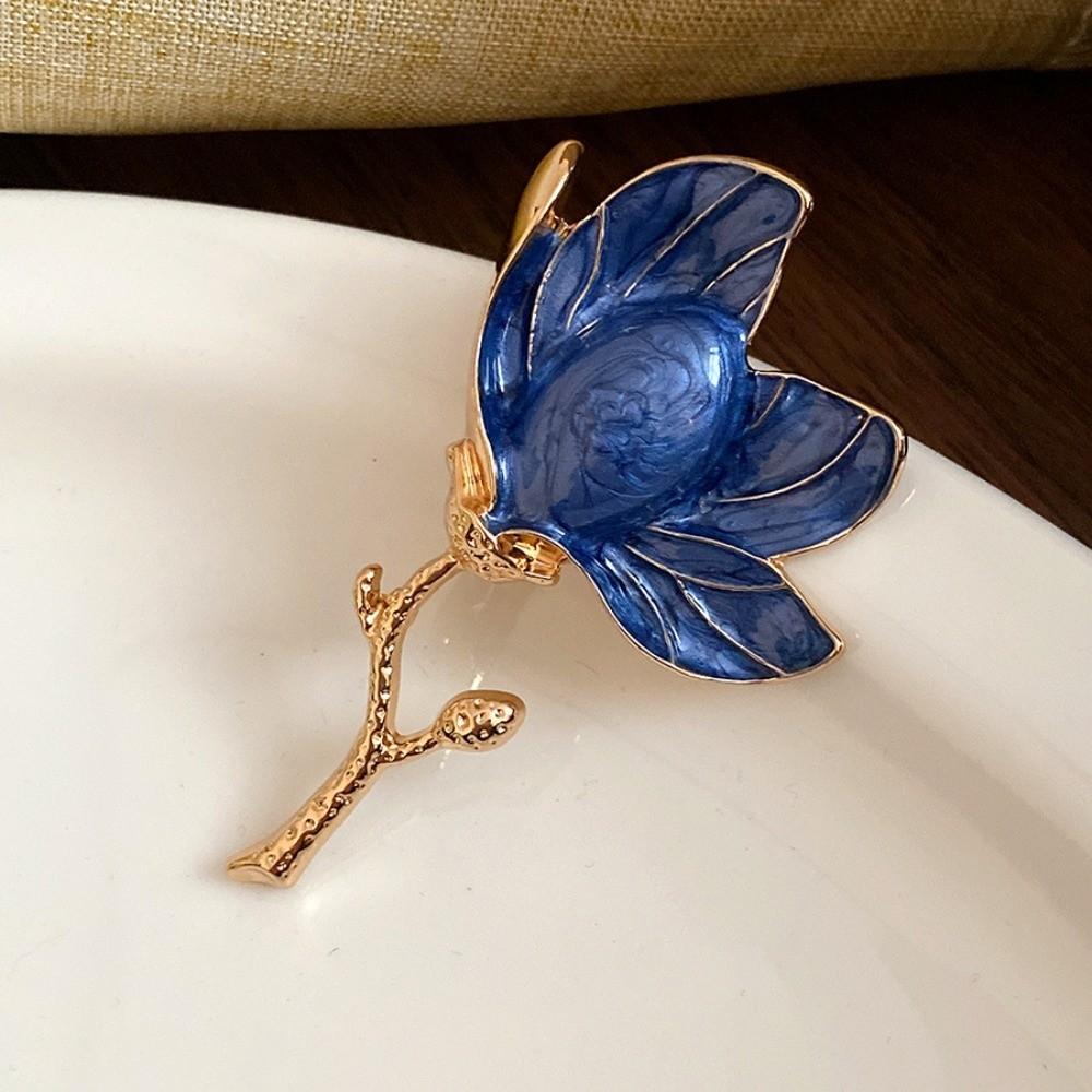 Tulip Glaze Luxury Badge Pin Zinc Zinc Alloy Banquet Clothes Metal Pin Magnolia Flower Brooch  Girls
