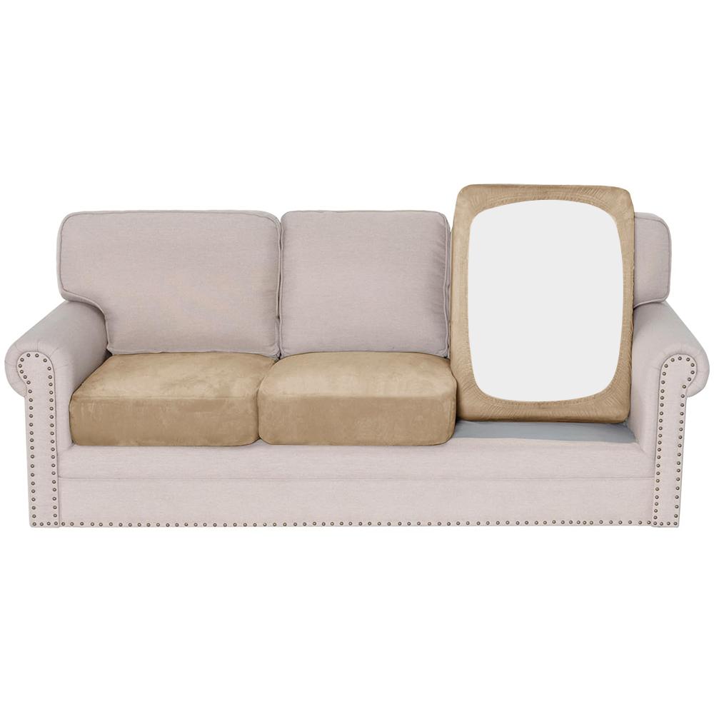 Simple Velvet Sofa Covers Super Soft Sofa Seat Cushion Covers Solid Living Room Stretch Sofa Couch Case Home Decor Washable Pets