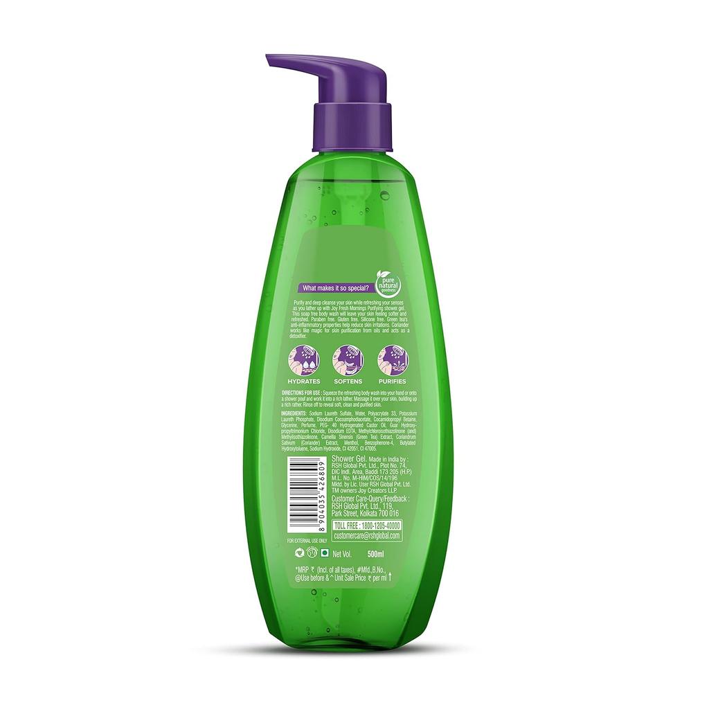 Joy Green Tea Shower Gel Body Wash 500 ml Pack of 1 Soft Purifying Detoxifying Daily Cleanser