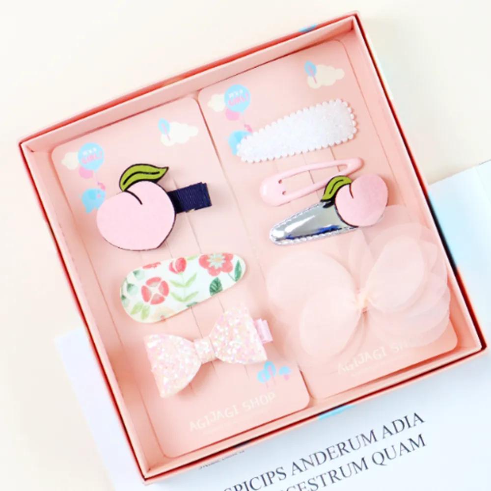 7-Piece Fruit Hairpin Set, Daycare Birthday Gift, Princess Hairpins, Peach, Strawberry, Cherry Hairpin Apple set