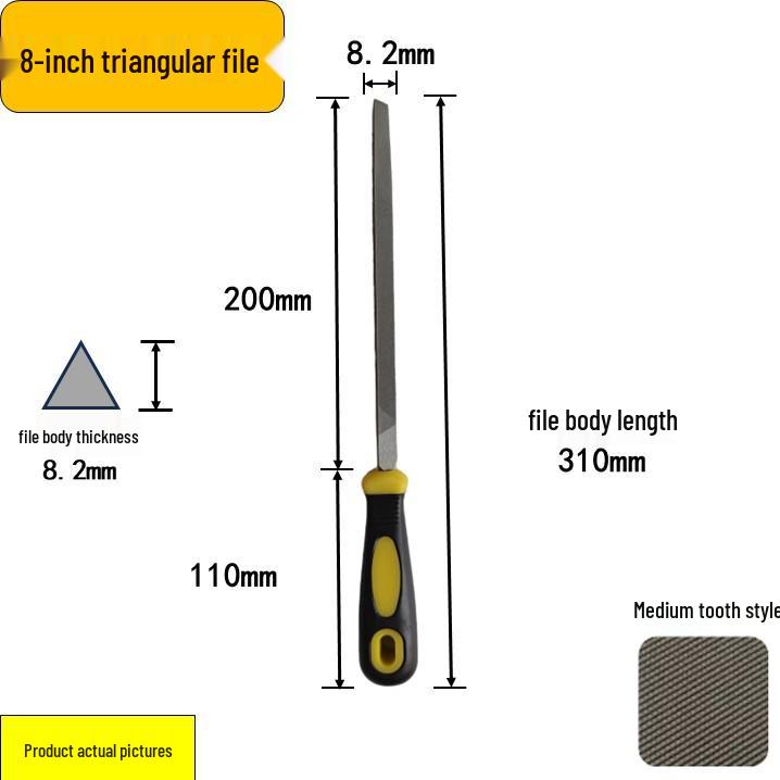 Steel Grinder File - Flat & Triangular Medium-Tooth Wear-Resistant Metal File