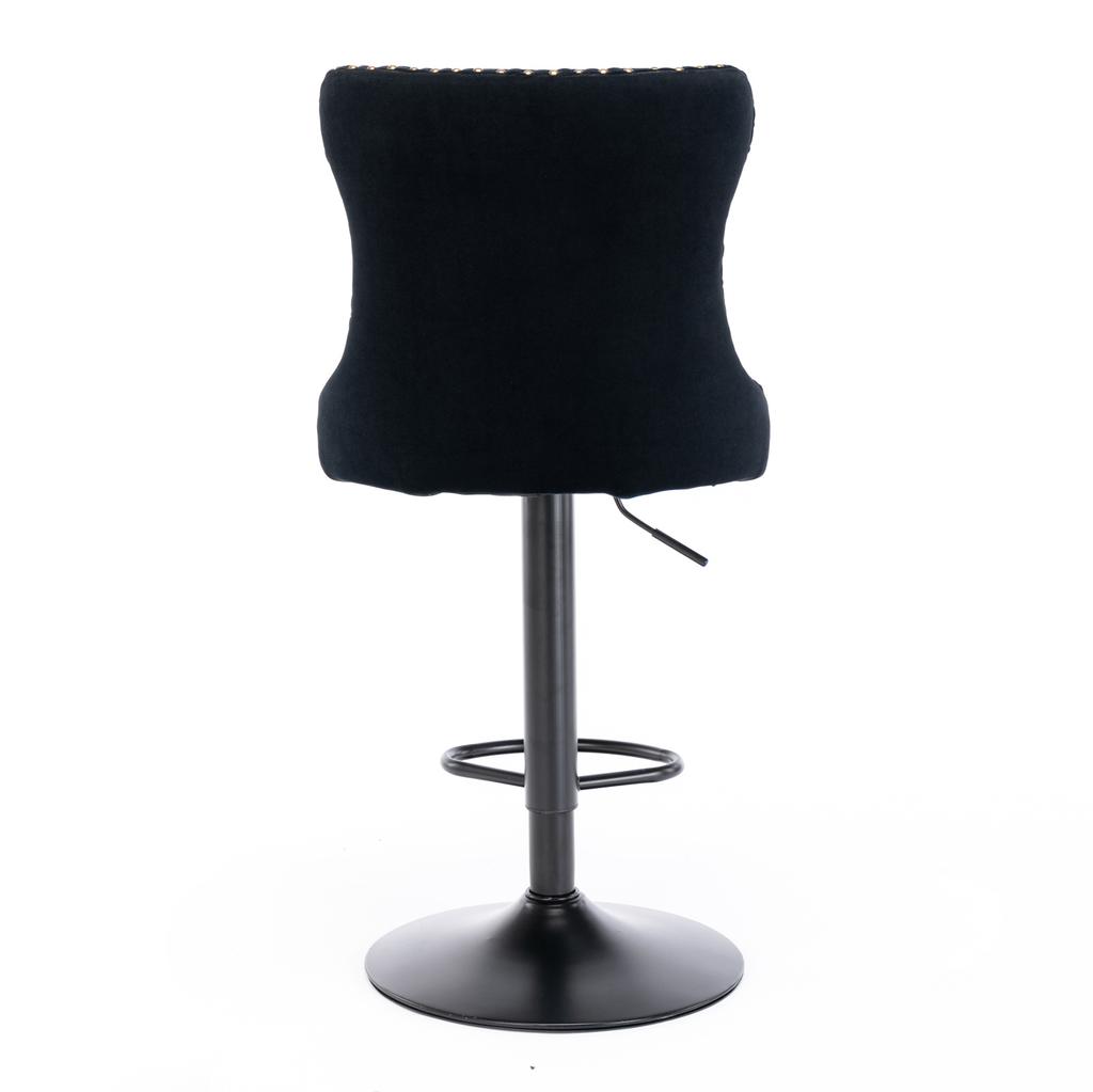 Black Set Of 2 Furniture Swivel Velvet Barstools Adjusatble Seat Height 25-33 Inch Modern Bar Stools For Home Pub Kitchen Island