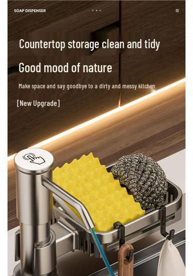 Space Aluminum Heightened Kitchen Sink Soap & Vegetable Washer with Quick Install Dispenser
