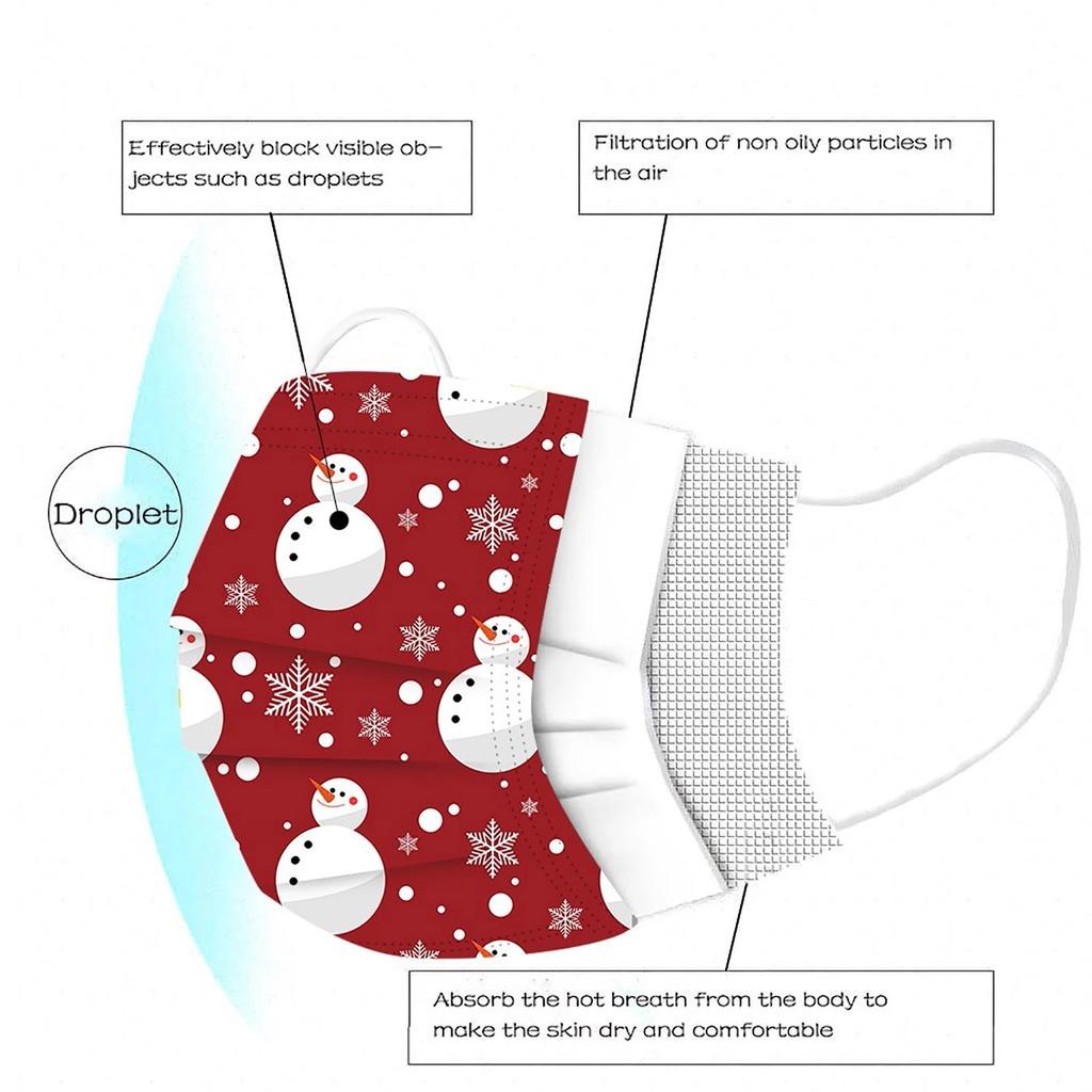 Christmas Mask Adults Disposable Face Mask 3-layer Non-woven Fabric Party Masks Breathable Mask