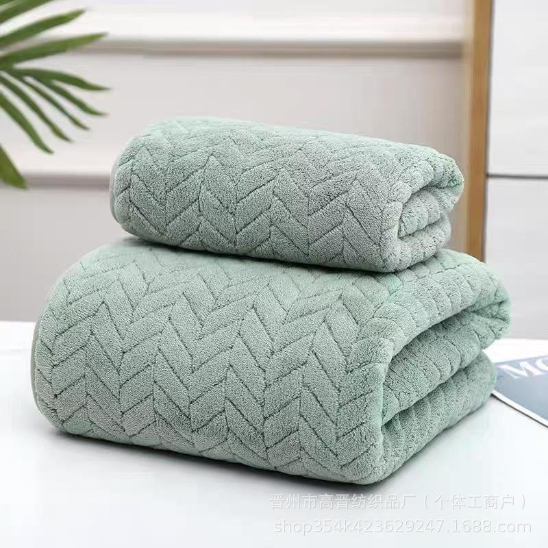 Thickened Absorbent Wheat Ear Coral Fleece Towel Bath Towel