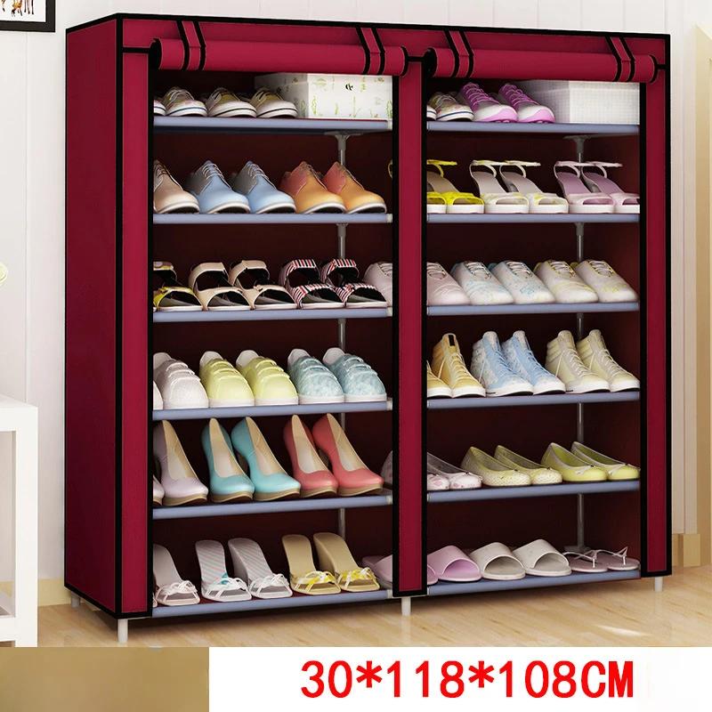 Portable Shoe Cabinet Non-woven Fabric Shoe Rack Holder Stylish Shoe Rack with Dust Cover Metal Shoes Storage Rack