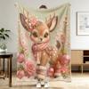 Französische Stil Hirsch & Floral Flanelldecke, Weich Gemütlich Leicht für Bett Sofa Reise Camping Büro
