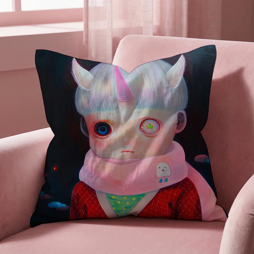 H-Hikari Shimoda IllustrationS Cushion Cover Multi-Scene Pillow Cover for Home & Car - Reversible, Soft & Durable for Daily Use 30cmx30cm