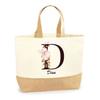 Tote bag en jute - PLANETEE - Dina Lettre Fleur - Jute naturel - Capacité généreuse - Fabriqué en France