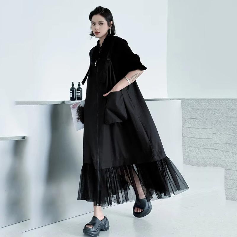 Xitao Taschen-Patchwork-Gaze-Kleid ZMY1335