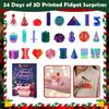 Tragbare Stressreduzierer für Erwachsene 2026 Weihnachts-Adventskalender, 24-Tage-Countdown-Box mit Mini 3D-gedruckten lustigen Feiertags-Vorfreude-Geschenken