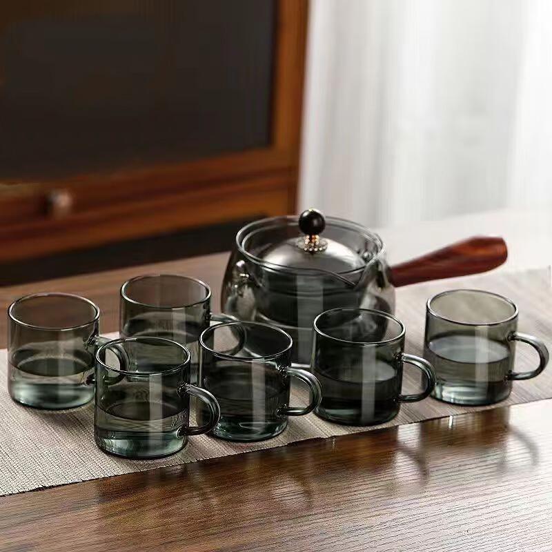 Glass Kung Fu Tea Set with Rotating Side-Handle Pot