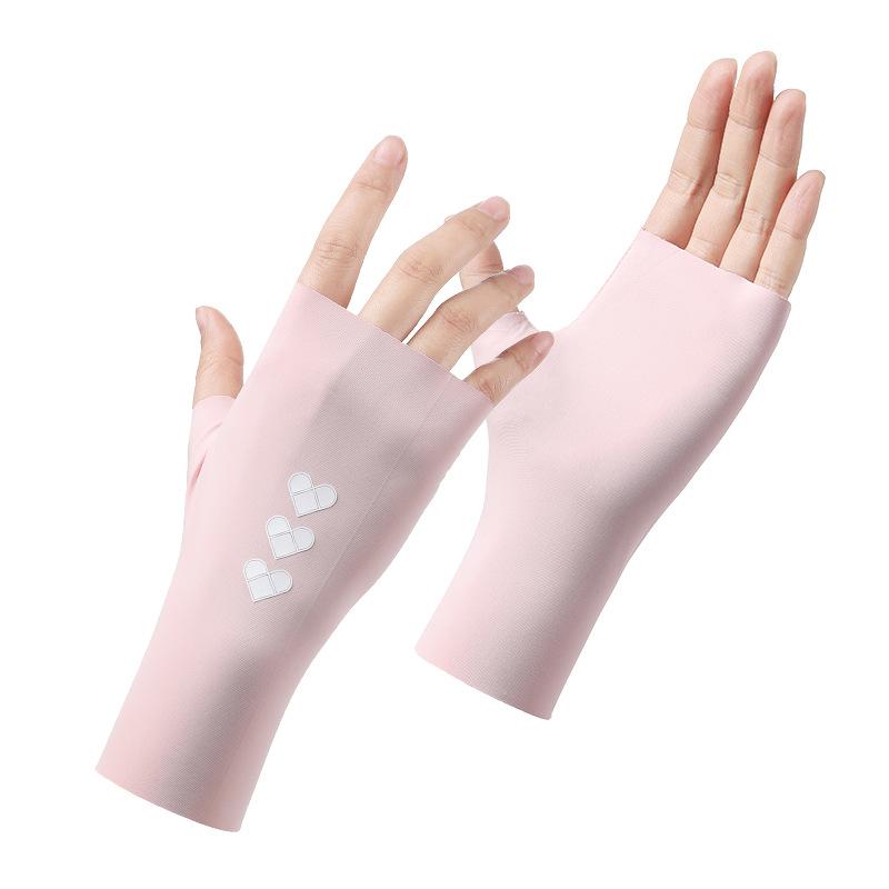 Letní ledové hedvábné opalovací rukavice s polovičními prsty Šetrné k pokožce Prodyšné Odolné proti UV záření Tenký styl Řidičské Rukavice na prsty Proti černání Nehtové umění