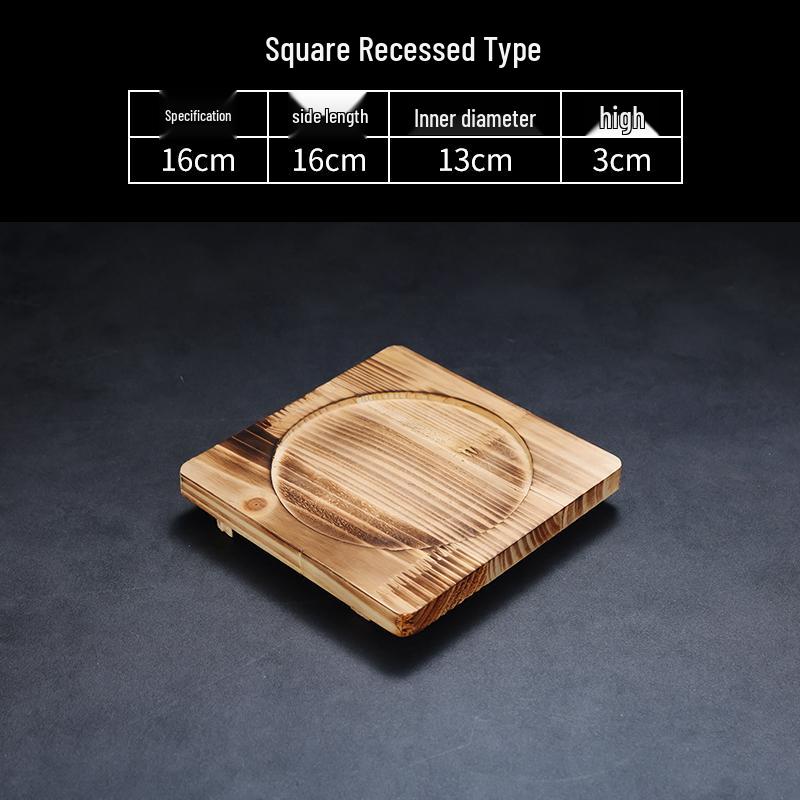 High-Temperature Resistant Fir Wood Heat Insulation Tray for Clay Pot Grilling