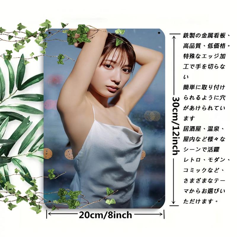 Vintage Japanese Woman Metal Wall Art Elegant Portrait with Japanese Text Heavy Iron Structure 20x30cm(7.8x11.8inch)