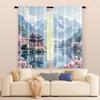 Set Of 2 Filtering Curtains Excluding Rods Non Movable Without Batteries Cherry Blossom Mountain Use Bedrooms Curtain Polyester Ideal For Master