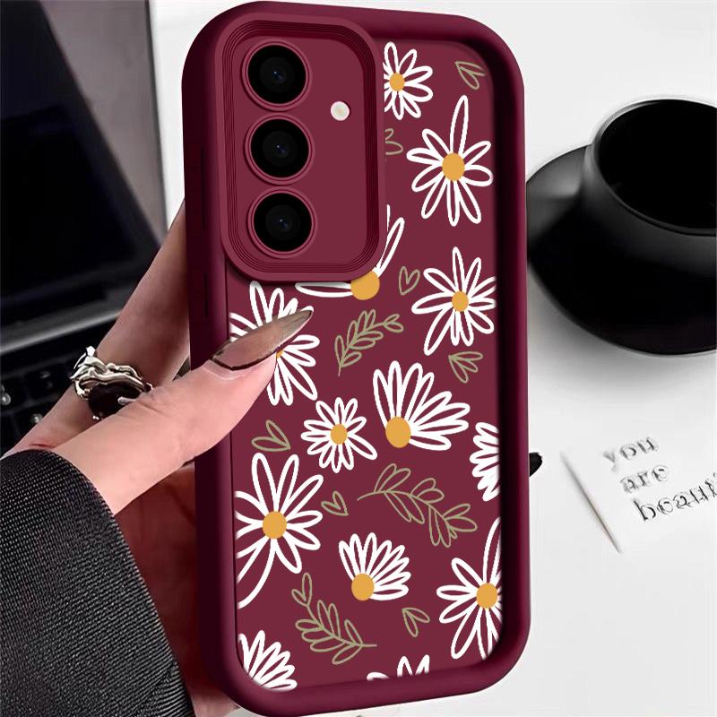 Soft TPU Case For Samsung Galaxy A56 A17 A36 A26 A55 A16 A15 A25 A54 5G S25 Edge S22 S23 Ultra S24 FE Art Flowers Phone Cover