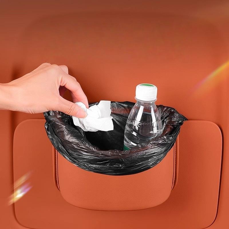 PU Leather Car Storage Box, Multifunctional Portable Trash Can, Suitable for Door Side Car Seat Back Hanging Organizer
