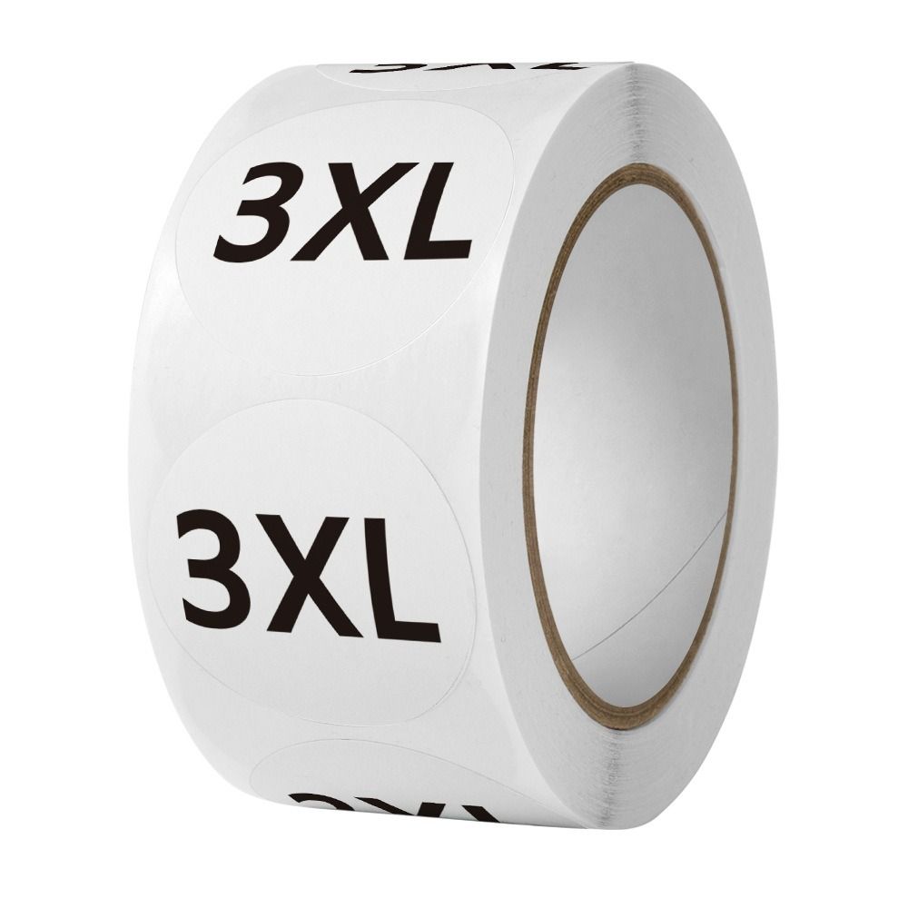 

500Pcs/Roll Self-Adhesive Clothing Size Sticker Round Sealing Sticker Size Tag Stickers 3XL