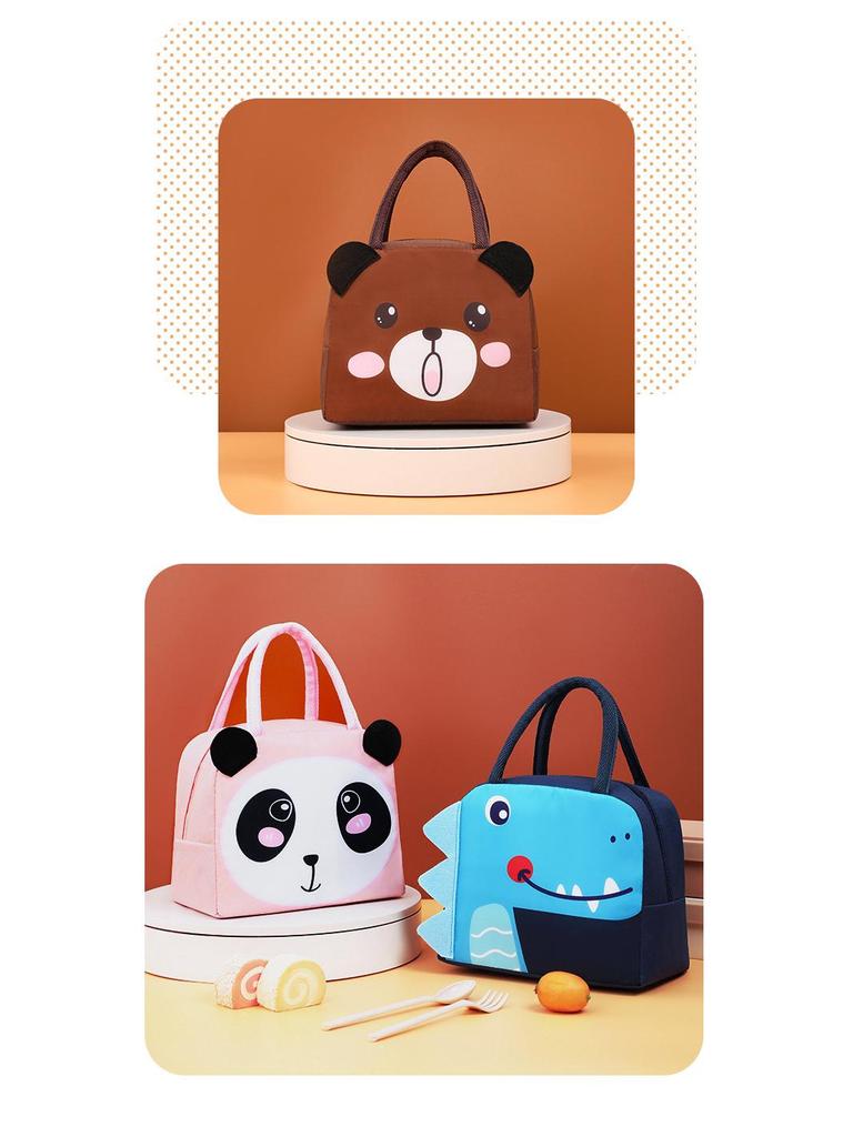 3D Cartoon Thermal Bento Bag - Insulated Lunch Box with Aluminum Foil Lining