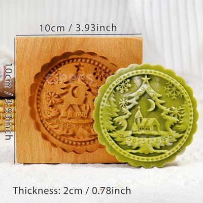Moules à biscuits en bois avec motif Lune Arbre, Noël Bricolage 3D Sculptés Estampés Moules Découpoirs à biscuits Cuisson, Fondant Gâteau Biscuit