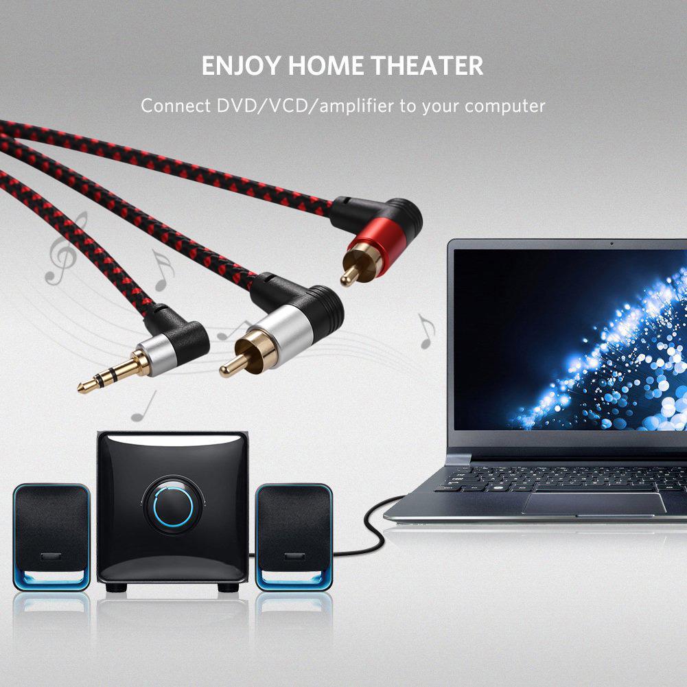 

3.5mm Male To 2 RCA Male Cable 90 Degree 3.5mm Male To 2 RCA Male Cable Splitter Cord Space Saving for Phone MP3 Player Tablet 100cm