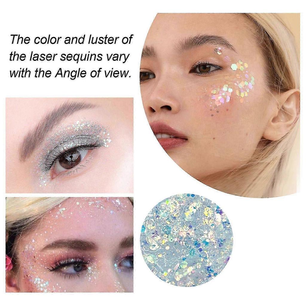 Vibrant Fish Scale Glitter Gel Set 3PCS Color-Shifting Eyeshadow & Body Makeup for Stage, Parties & Festivals Long-Lasting, Safe, Easy To Apply for