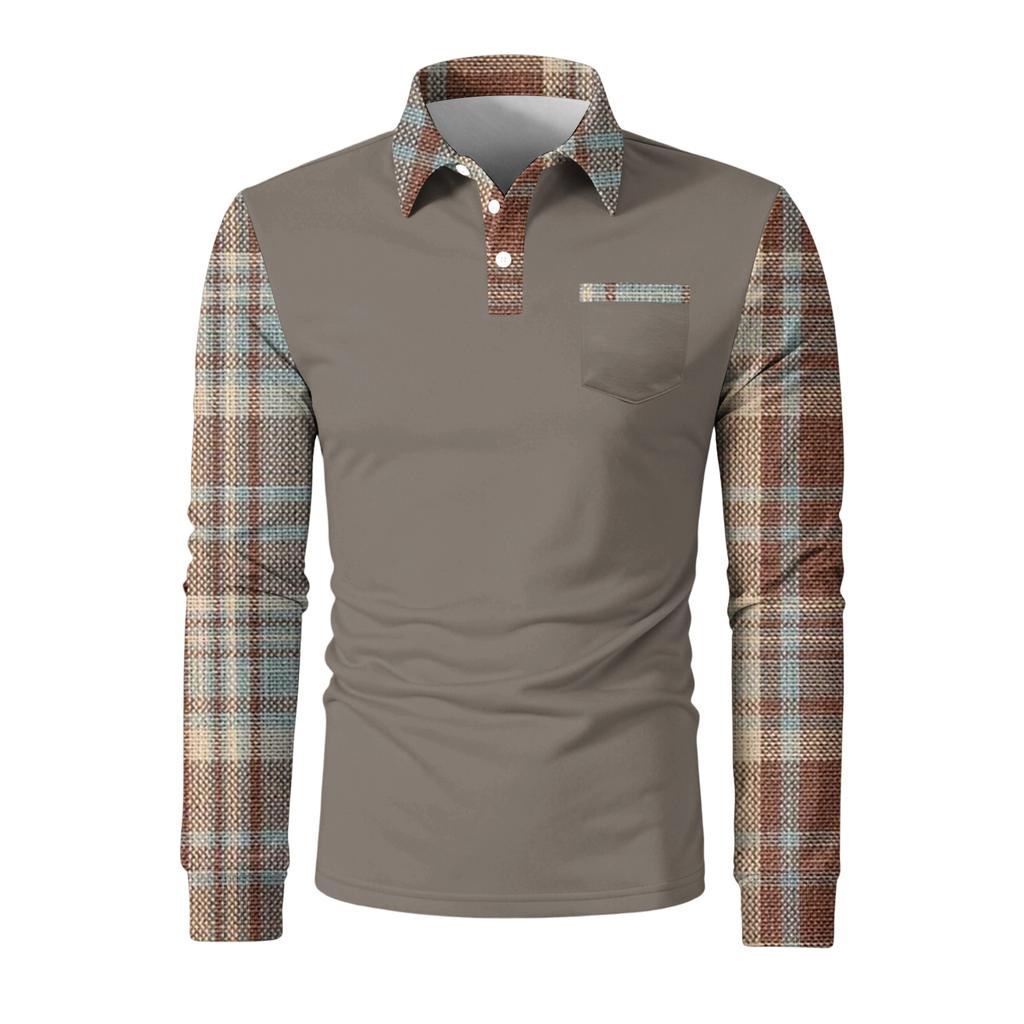 Men's Long,sleeved Collared Button,down Pocket Casual Top