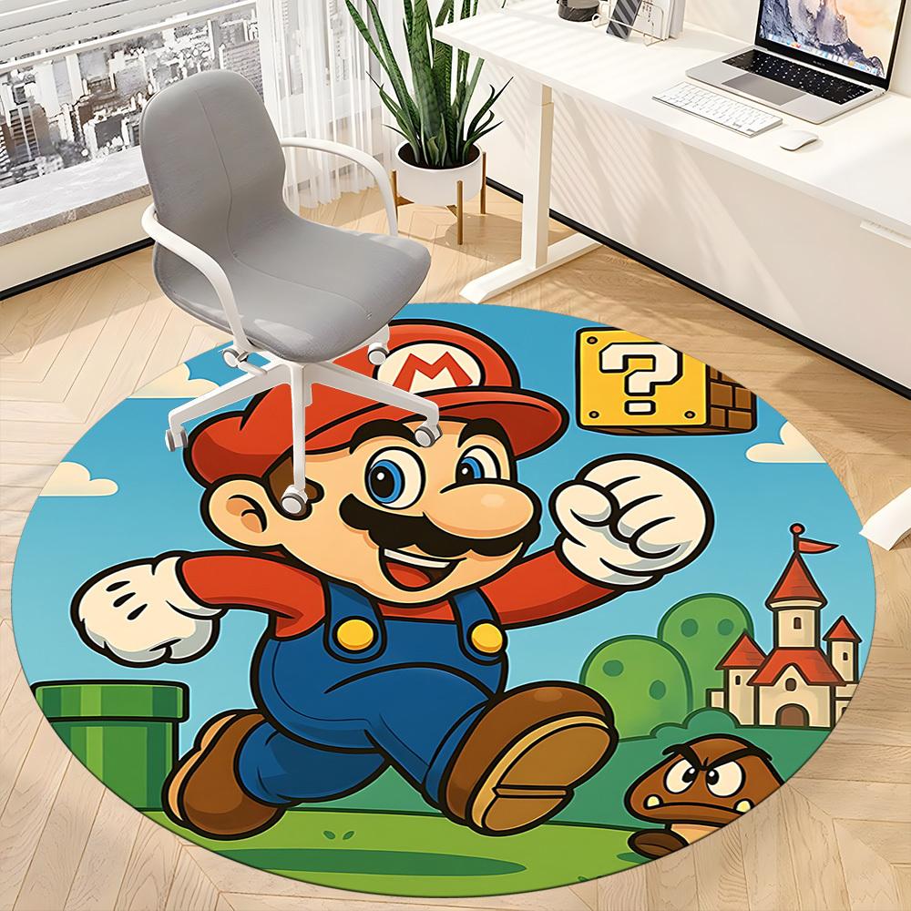 1pc Mario Castle Office Round Area Rug,  Under Office Chairs Bedroom Living Room Home Decor a0926204