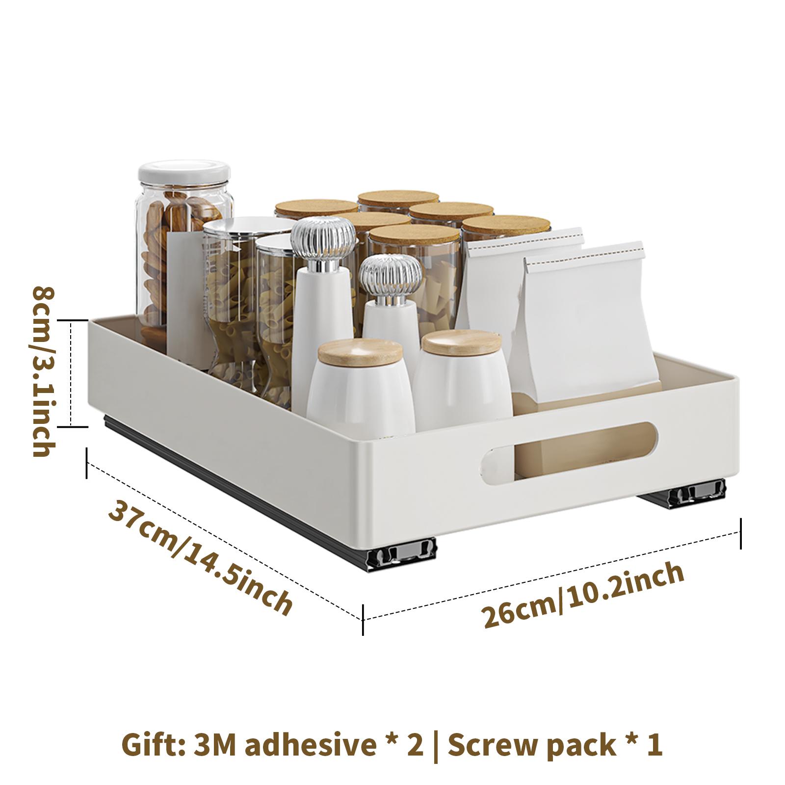 

1 шт., Выдвижная полка для хранения в шкаф, Выдвижной ящик под раковину, Полка для хранения кухонных принадлежностей, кухонные аксессуары белый