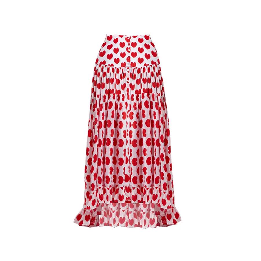 Heart Print High Slit Sexy Midi Skirt - Beach Dress