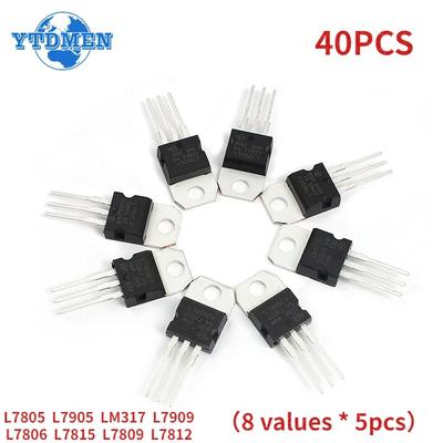 40 sztuk regulatory napięcia IC TO-220 L7805 L7806 L7809 L7812 L7815 L7905 L7909 LM317T zestaw asortymentowy tranzystora Mosfet