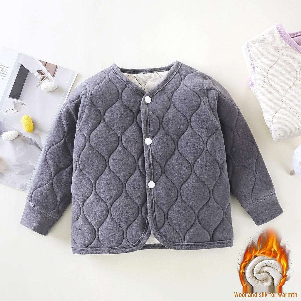 Dreilagige gesteppte Schuljacke für Kinder - Warmer Herbst-/Winter-Baumwollmantel für Jungen und Mädchen