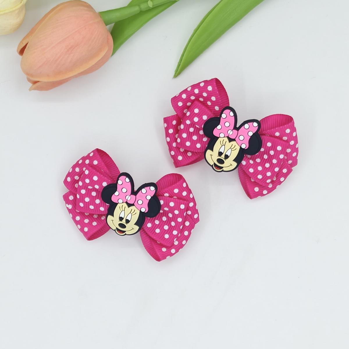 Children s Sweet Polka Dot Mickey Head Hair Clips - Double Clip Accessories