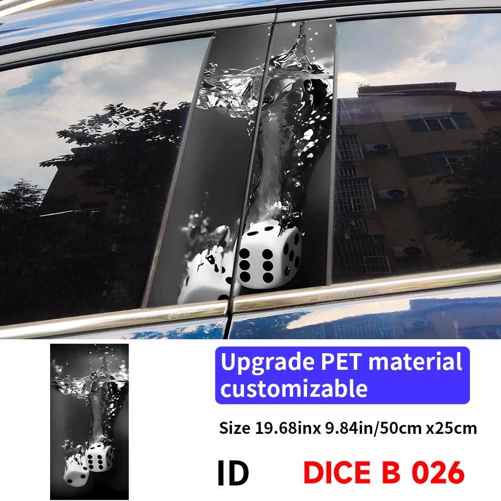 Dice Skull Car Sticker Auto B Pillar Waterproof Sunscreen Center Column Decor Cover Scratches Car Doors Pillar Decal Accessories