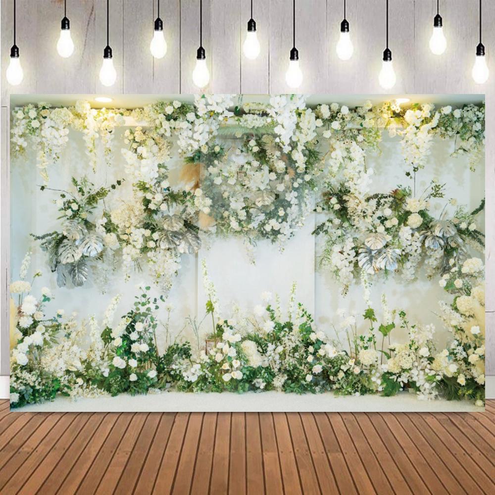 Wedding Party Photography Backdrop Flower Scenes Floral Bridal Shower Engaged Ceremony Party Decor Banner Photo Background Props18