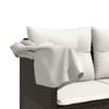 Sun Lounger with Canopy and Cushions Brown PE Rattan