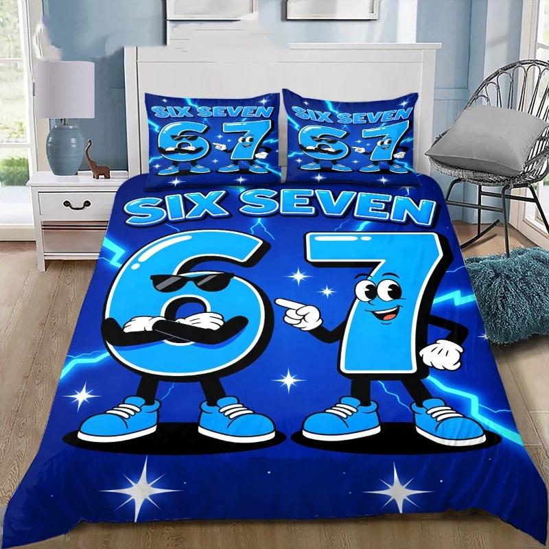 Mignon 67 Caractères Nuage Éclair Ensemble de Literie Dessin Animé Housse de Couette Taies d'Oreiller Chambre d'Enfant Literie Maison Sans Remplissage 140*200cm/55x79in Single/Twin 3pcs
