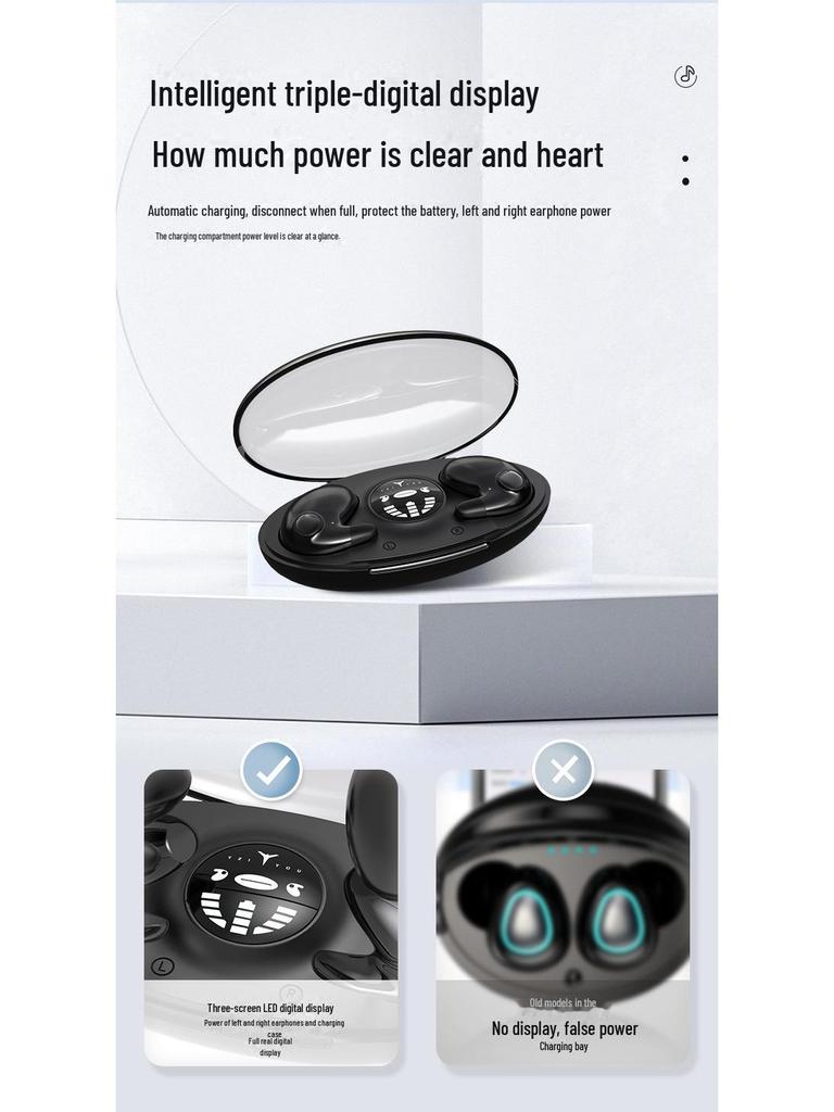 MD538 Wireless Bluetooth 5.3 Headset: Dual-Ear, Noise Reduction, Comfortable for Sleep & Calls