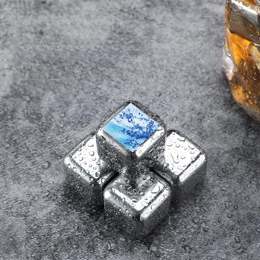 Whiskey Stones Gift Set, 8-Pack Food Grade Stainless Steel Reusable Ice Cubes, No Dilution Chilling for Drinks, Maintains Flavor and Strength