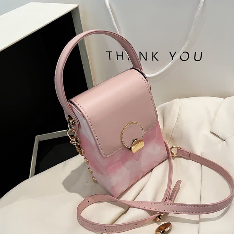 Pink and white smudge gradual change vertical mobile phone bag розовый