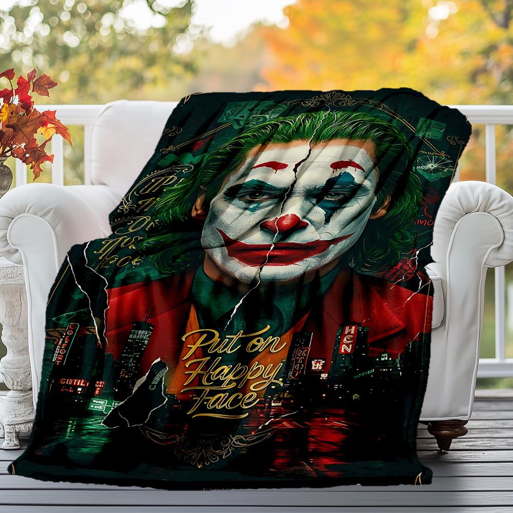 1PC Joker Put on Happy Face Outdoor Flannel Blanket Soft Plush Decor for Picnics, camping,Bedroom, Playroom, Office1188A