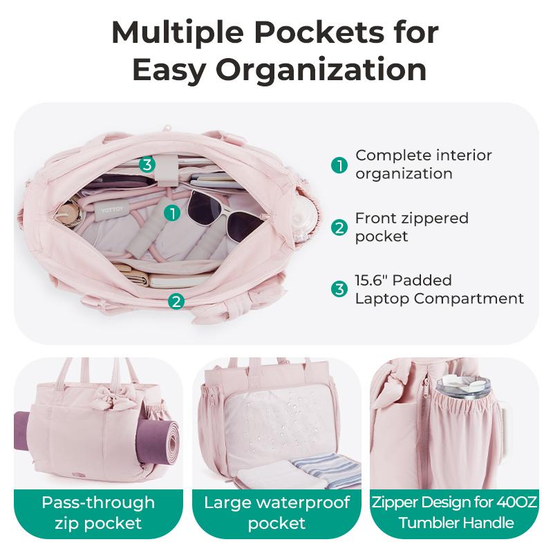 Women Large Capacity Tote Bag Versatile Commuter Handbag With Multi Pockets Shoulder Messenger Sports Bag