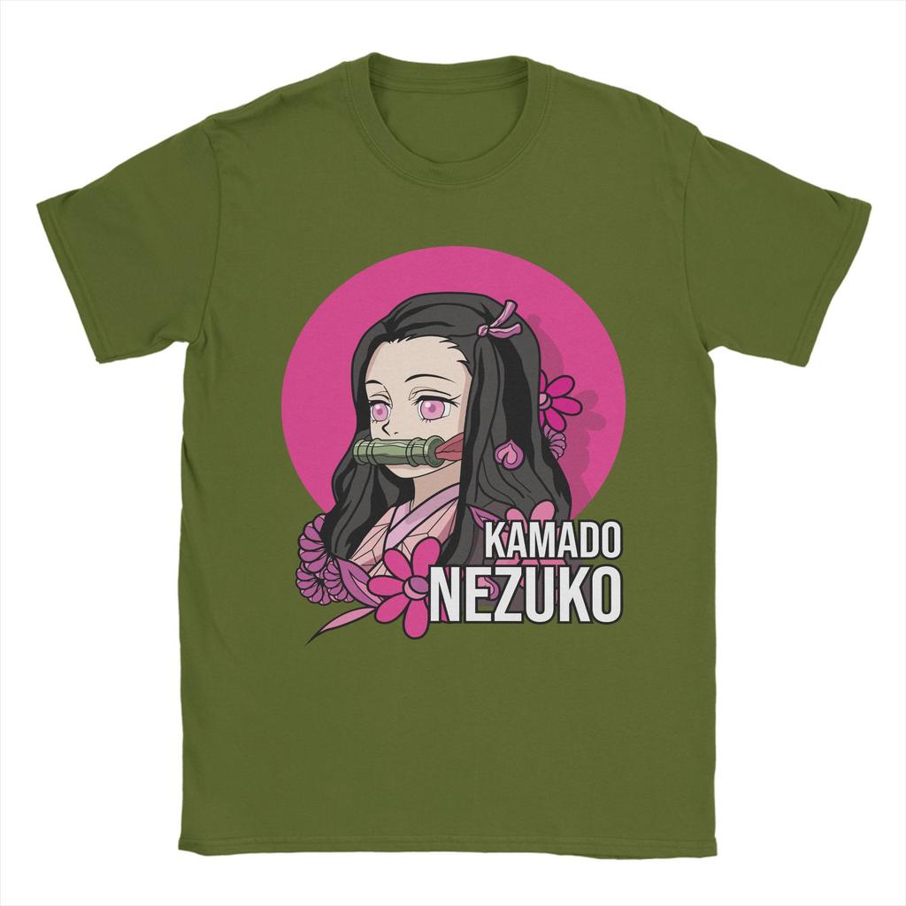 Anime Demon Slayer Nezuko T Shirt for Men Pure Cotton Vintage T-Shirt Round Collar  Tees Short Sleeve Clothes Summer